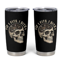 Funny Gothic Black Cat Skull Tumbler Cup If I Fits I Sits