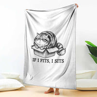 If I Fits I Sits Throw Blanket Chubby Kitty Funny Cat Lover Gift