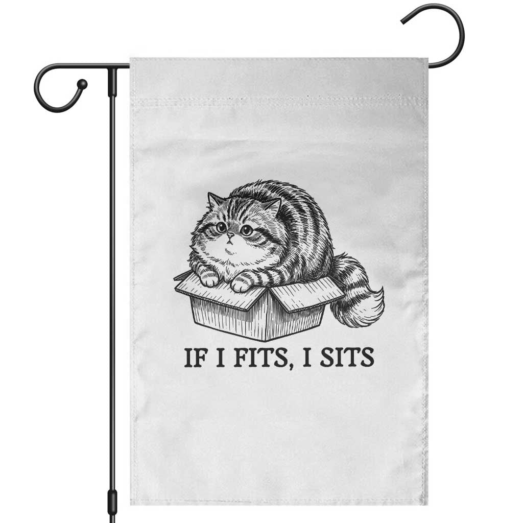 If I Fits I Sits Garden Flag Chubby Kitty Funny Cat Lover Gift