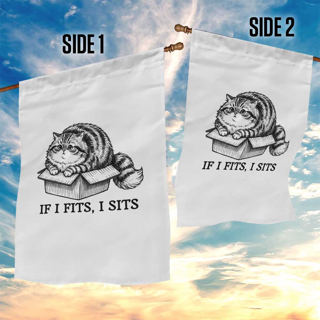 If I Fits I Sits Garden Flag Chubby Kitty Funny Cat Lover Gift