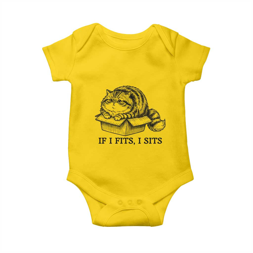 If I Fits I Sits Baby Onesie Chubby Kitty Funny Cat Lover Gift