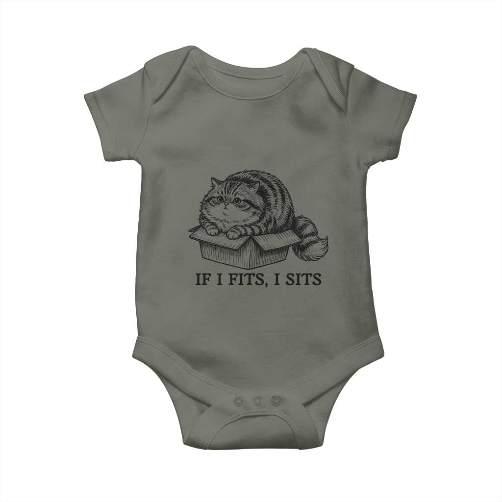 If I Fits I Sits Baby Onesie Chubby Kitty Funny Cat Lover Gift