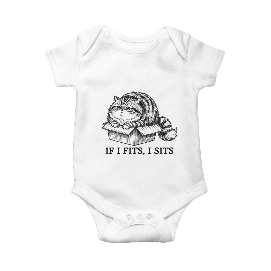 If I Fits I Sits Baby Onesie Chubby Kitty Funny Cat Lover Gift