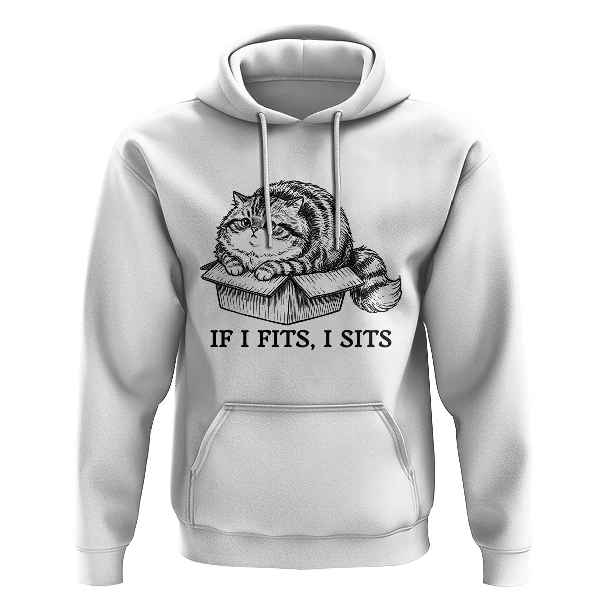 If I Fits I Sits Hoodie Chubby Kitty Funny Cat Lover Gift