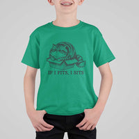 If I Fits I Sits T Shirt For Kid Chubby Kitty Funny Cat Lover Gift