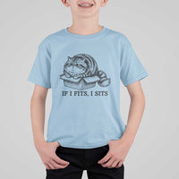 If I Fits I Sits T Shirt For Kid Chubby Kitty Funny Cat Lover Gift