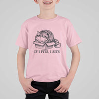 If I Fits I Sits T Shirt For Kid Chubby Kitty Funny Cat Lover Gift