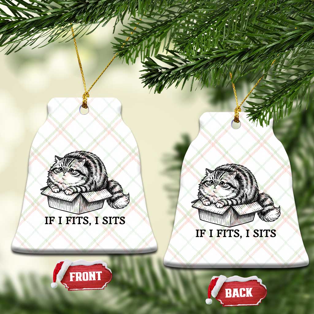 If I Fits I Sits Ceramic Ornament Chubby Kitty Funny Cat Lover Gift