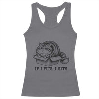 If I Fits I Sits Racerback Tank Top Chubby Kitty Funny Cat Lover Gift