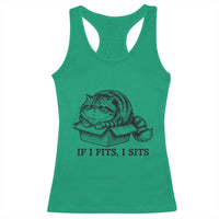 If I Fits I Sits Racerback Tank Top Chubby Kitty Funny Cat Lover Gift