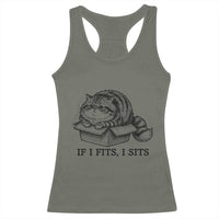 If I Fits I Sits Racerback Tank Top Chubby Kitty Funny Cat Lover Gift