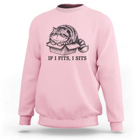 If I Fits I Sits Sweatshirt Chubby Kitty Funny Cat Lover Gift