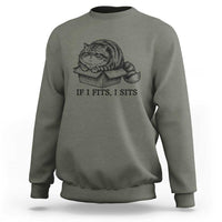 If I Fits I Sits Sweatshirt Chubby Kitty Funny Cat Lover Gift