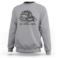 If I Fits I Sits Sweatshirt Chubby Kitty Funny Cat Lover Gift