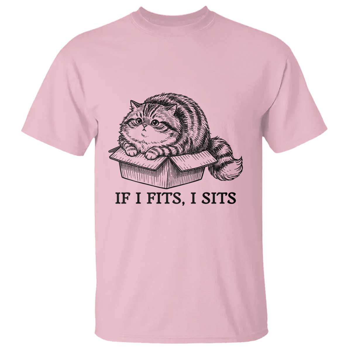 If I Fits I Sits T Shirt Chubby Kitty Funny Cat Lover Gift