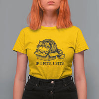 If I Fits I Sits T Shirt For Women Chubby Kitty Funny Cat Lover Gift