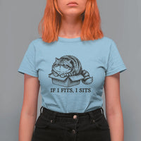 If I Fits I Sits T Shirt For Women Chubby Kitty Funny Cat Lover Gift