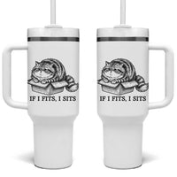 If I Fits I Sits Tumbler With Handle Chubby Kitty Funny Cat Lover Gift
