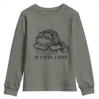 If I Fits I Sits Youth Sweatshirt Chubby Kitty Funny Cat Lover Gift