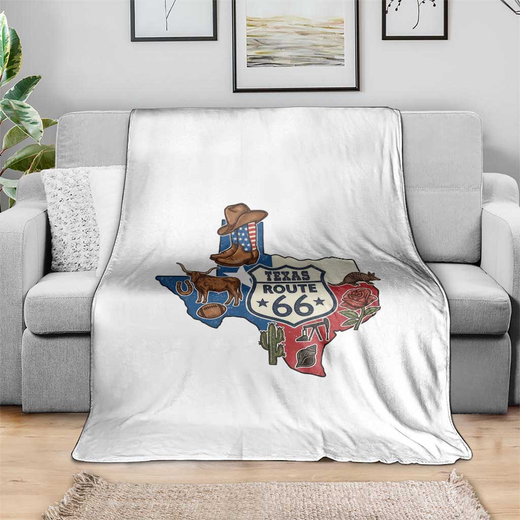 Texas Route Highway 66 Adventure Throw Blanket Desert Road Trip Graphic