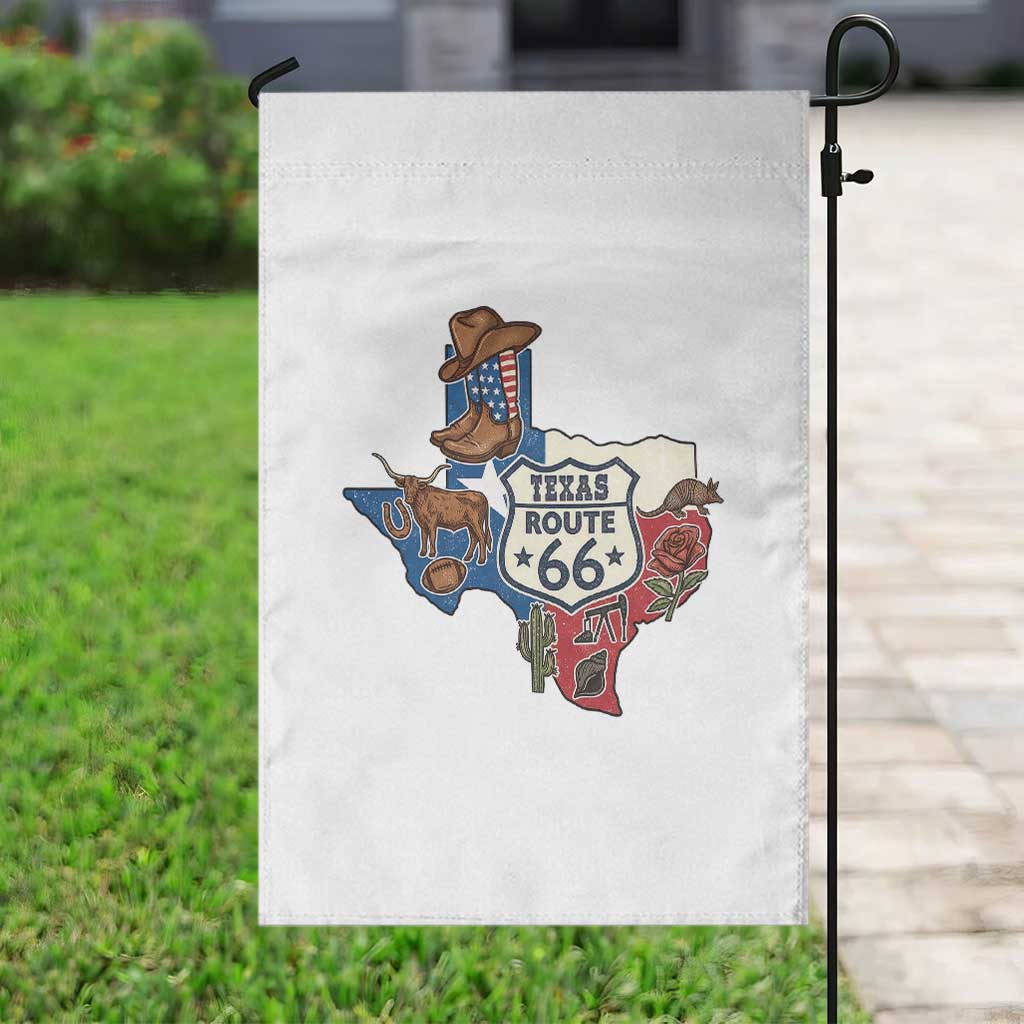 Texas Route Highway 66 Adventure Garden Flag Desert Road Trip Graphic