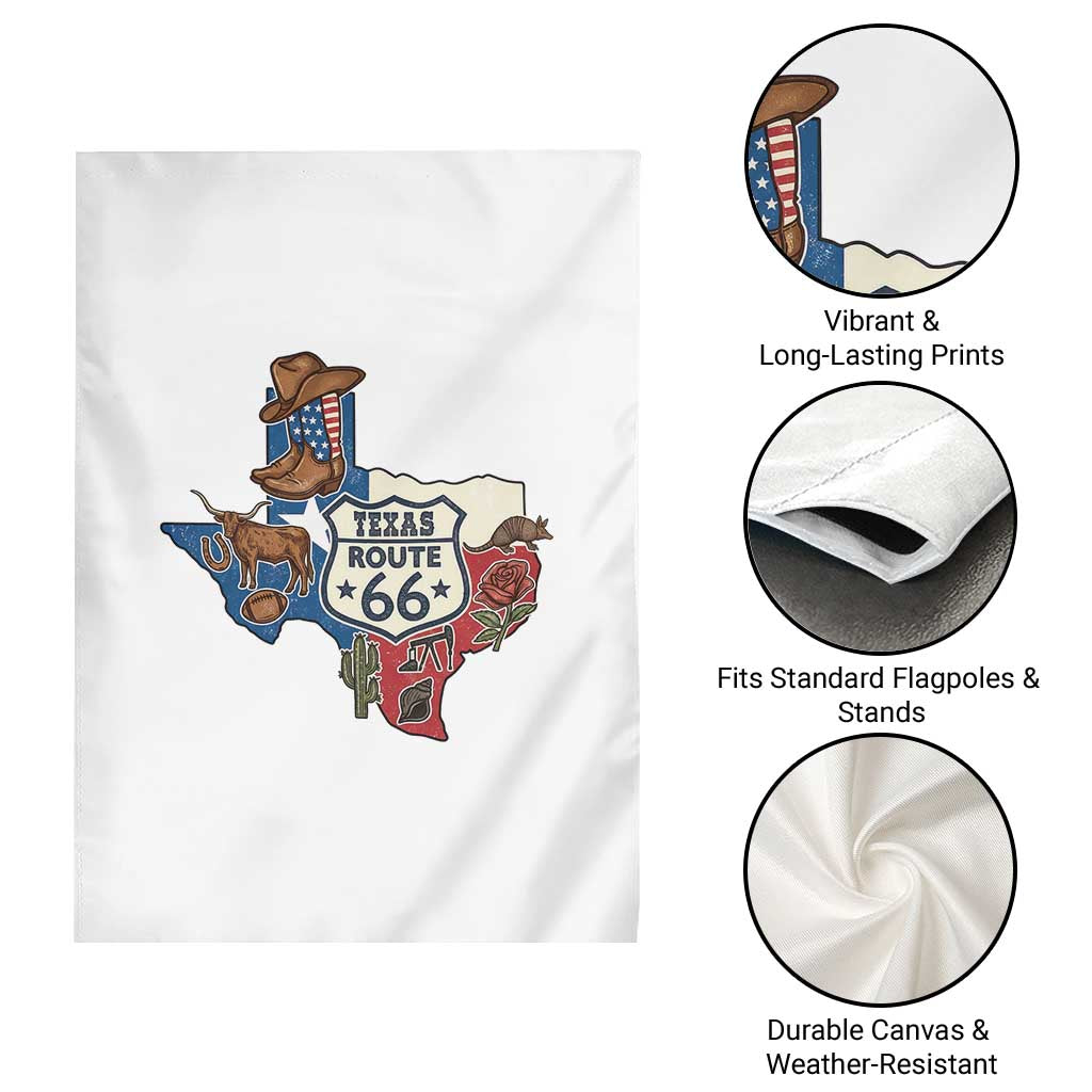 Texas Route Highway 66 Adventure Garden Flag Desert Road Trip Graphic