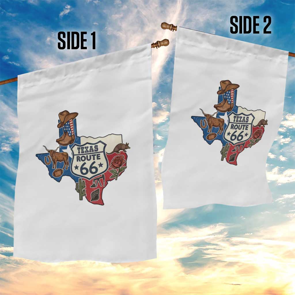 Texas Route Highway 66 Adventure Garden Flag Desert Road Trip Graphic
