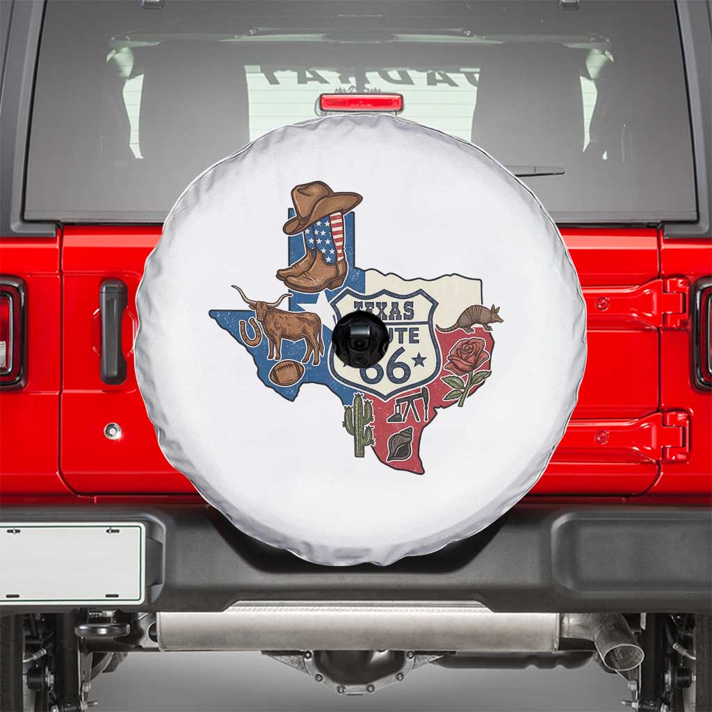 Texas Route Highway 66 Adventure Spare Tire Cover Desert Road Trip Graphic