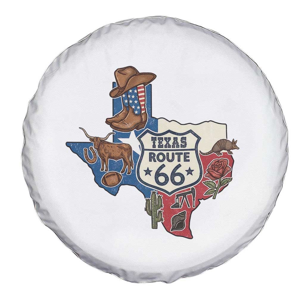 Texas Route Highway 66 Adventure Spare Tire Cover Desert Road Trip Graphic