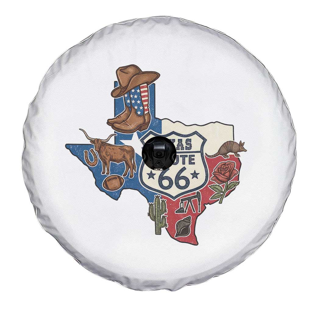 Texas Route Highway 66 Adventure Spare Tire Cover Desert Road Trip Graphic