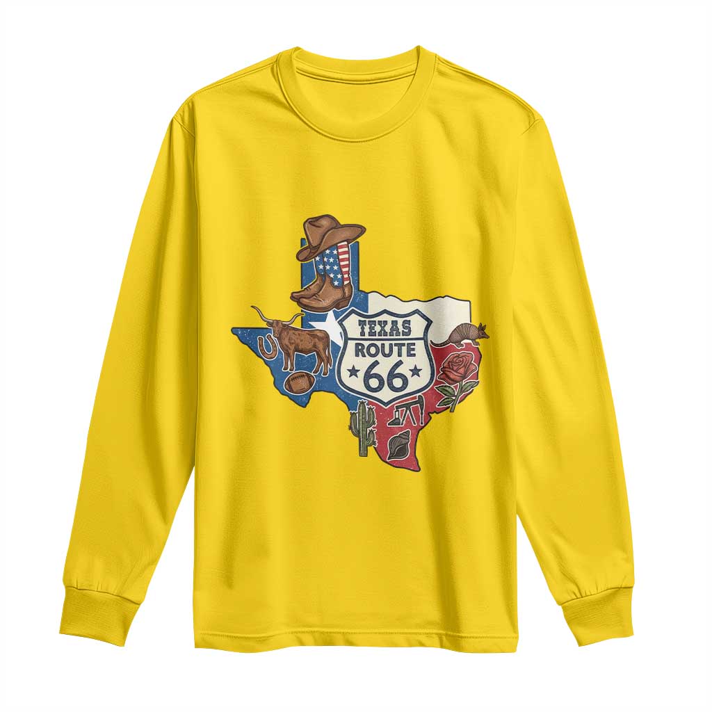 Texas Route Highway 66 Adventure Long Sleeve Shirt Desert Road Trip Graphic
