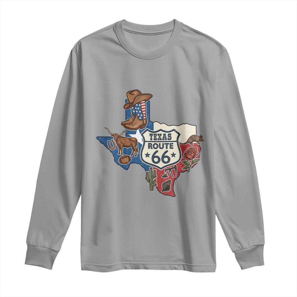 Texas Route Highway 66 Adventure Long Sleeve Shirt Desert Road Trip Graphic