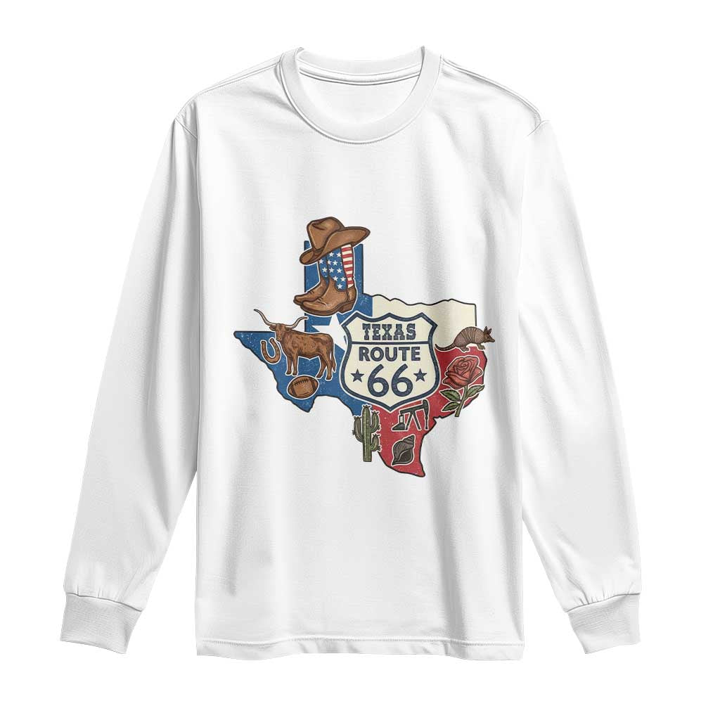 Texas Route Highway 66 Adventure Long Sleeve Shirt Desert Road Trip Graphic