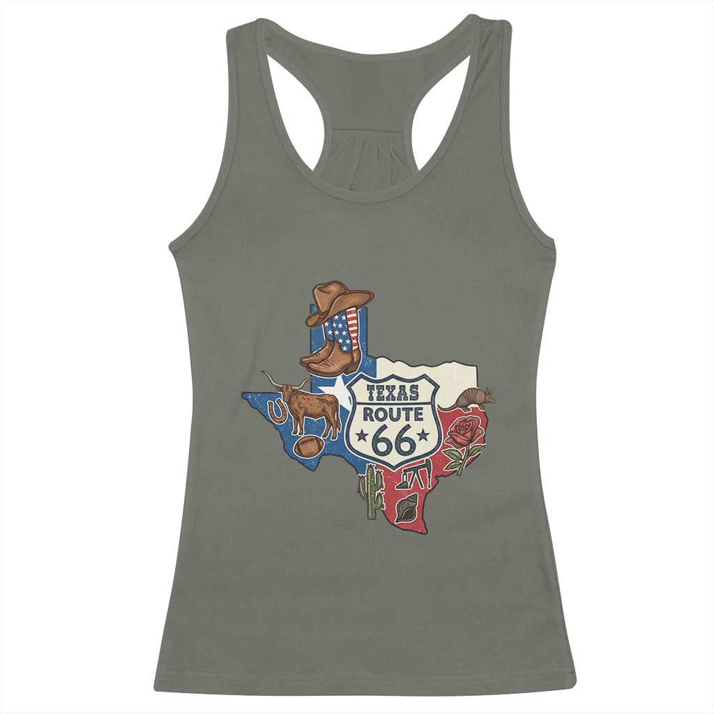 Texas Route Highway 66 Adventure Racerback Tank Top Desert Road Trip Graphic
