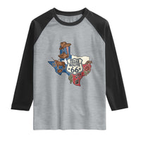 Texas Route Highway 66 Adventure Raglan Shirt Desert Road Trip Graphic