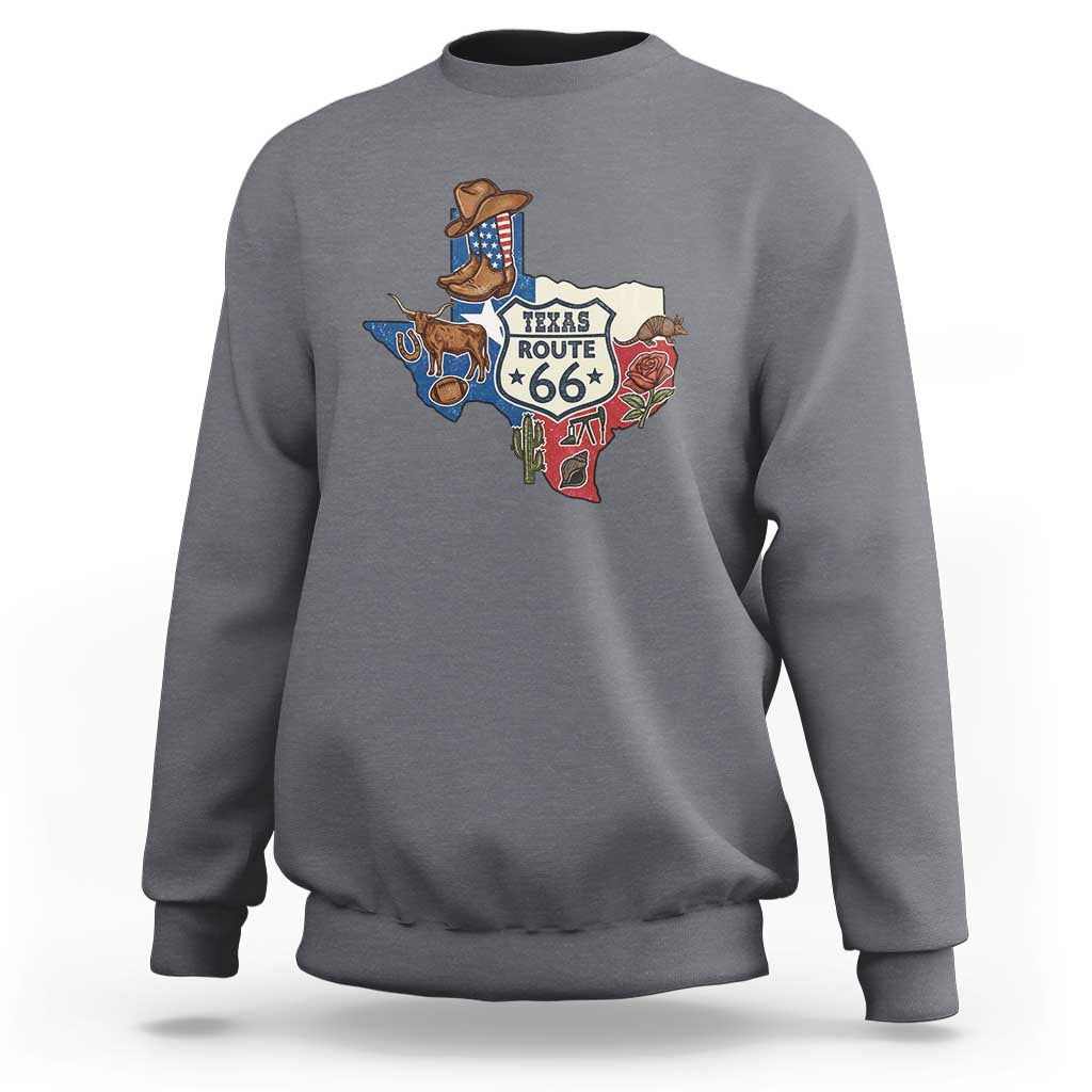 Texas Route Highway 66 Adventure Sweatshirt Desert Road Trip Graphic