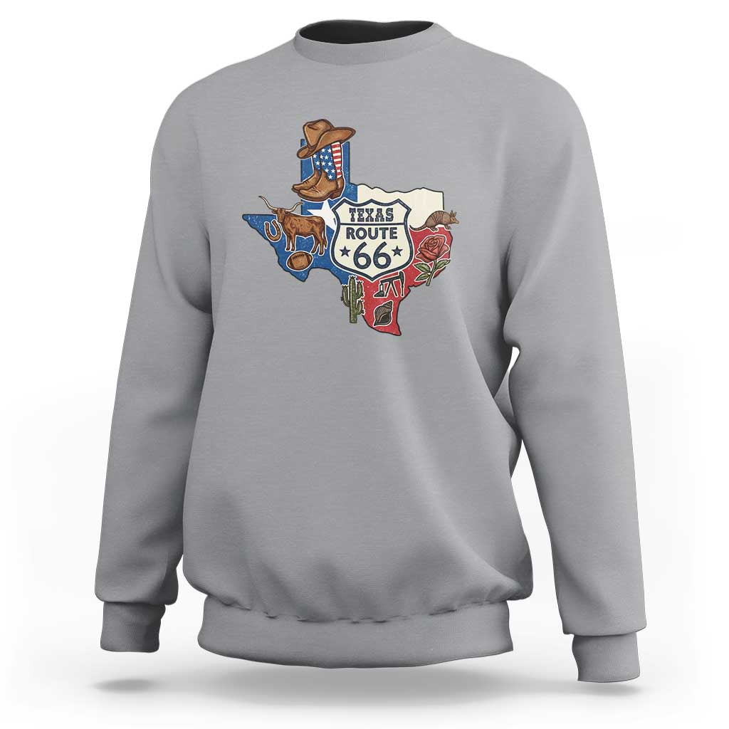 Texas Route Highway 66 Adventure Sweatshirt Desert Road Trip Graphic