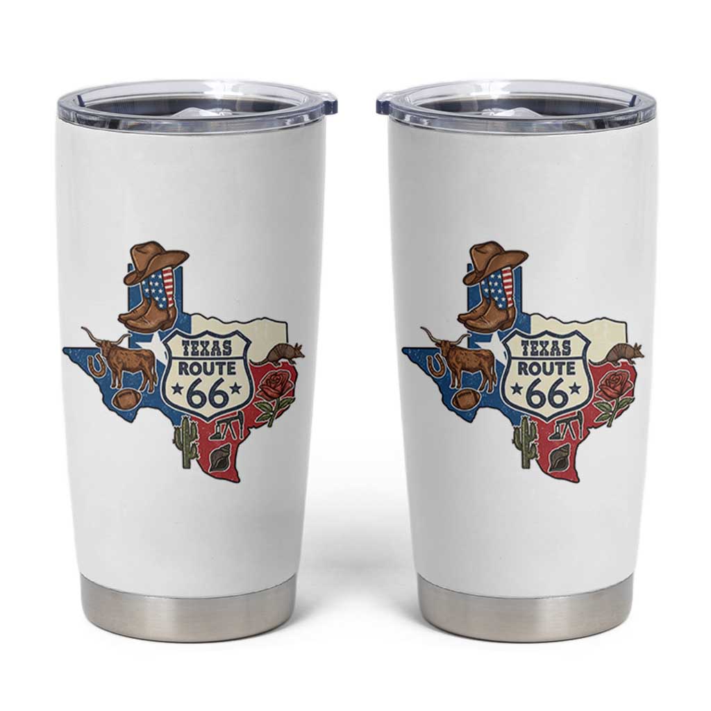 Texas Route Highway 66 Adventure Tumbler Cup Desert Road Trip Graphic