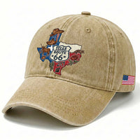 Texas Route Highway 66 Adventure Washed Cotton Baseball Cap Desert Road Trip Graphic