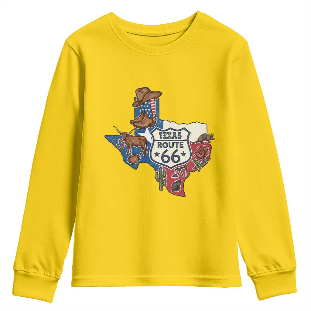 Texas Route Highway 66 Adventure Youth Sweatshirt Desert Road Trip Graphic
