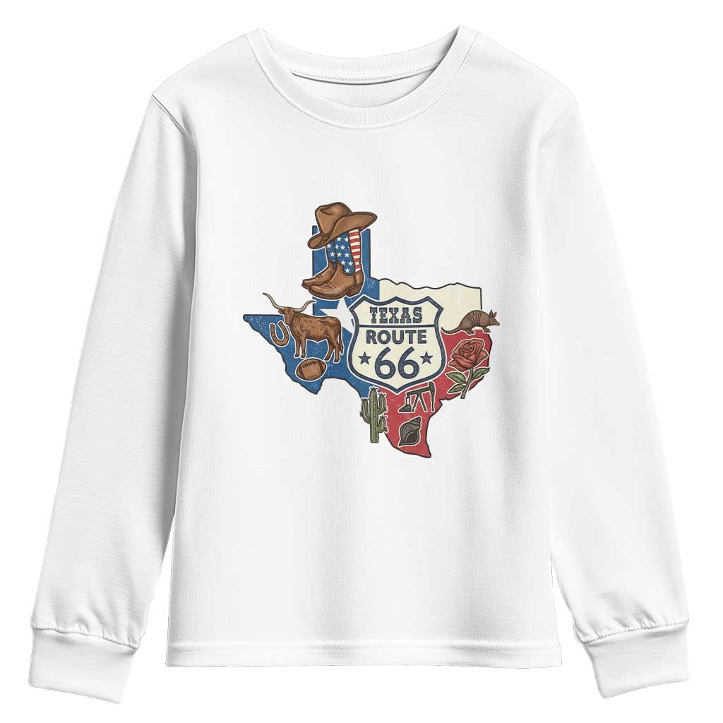 Texas Route Highway 66 Adventure Youth Sweatshirt Desert Road Trip Graphic