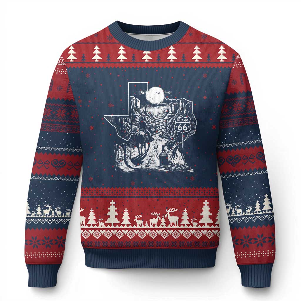 The Mother Road Texas Panhandle Ugly Christmas Sweater Vintage Desert Road Trip