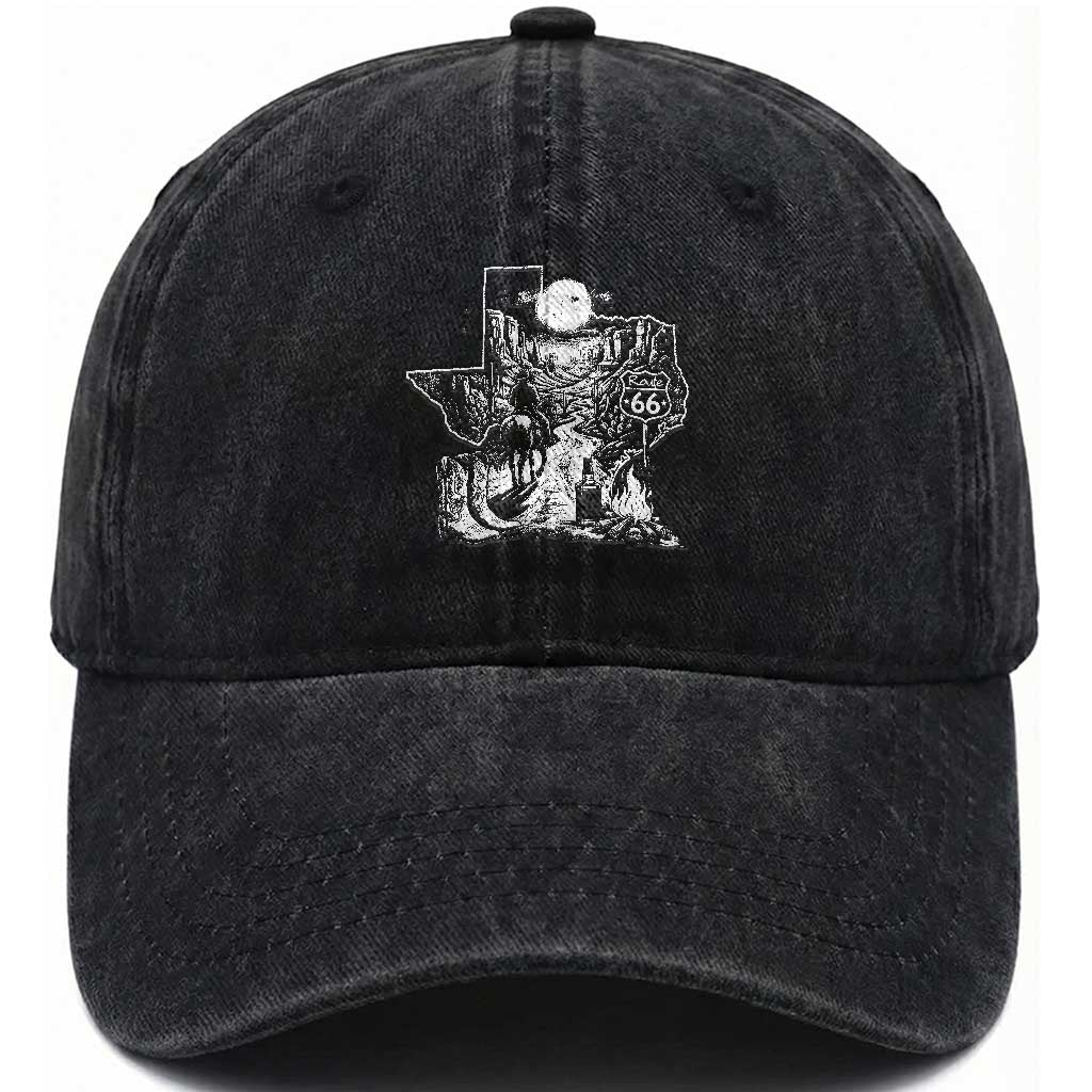 The Mother Road Texas Panhandle Washed Cotton Baseball Cap Vintage Desert Road Trip