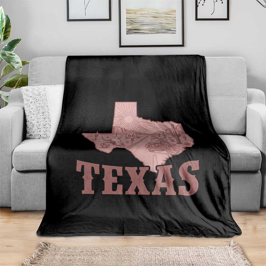 Texas Route Highway 66 Biker Throw Blanket Vintage Biker Road Trip