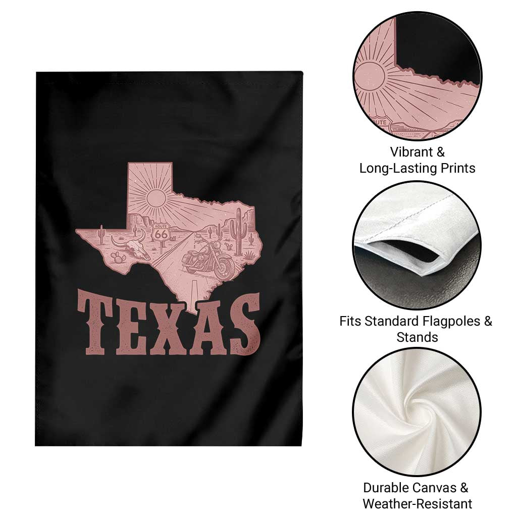 Texas Route Highway 66 Biker Garden Flag Vintage Biker Road Trip