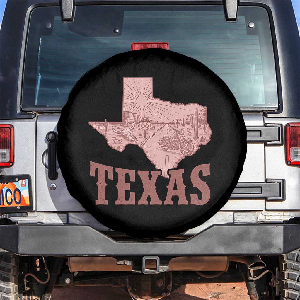 Texas Route Highway 66 Biker Spare Tire Cover Vintage Biker Road Trip