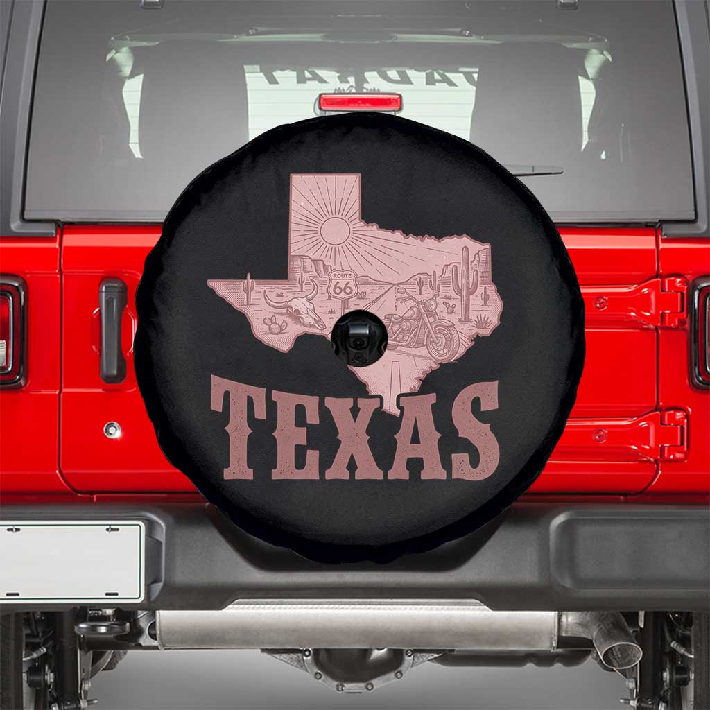 Texas Route Highway 66 Biker Spare Tire Cover Vintage Biker Road Trip
