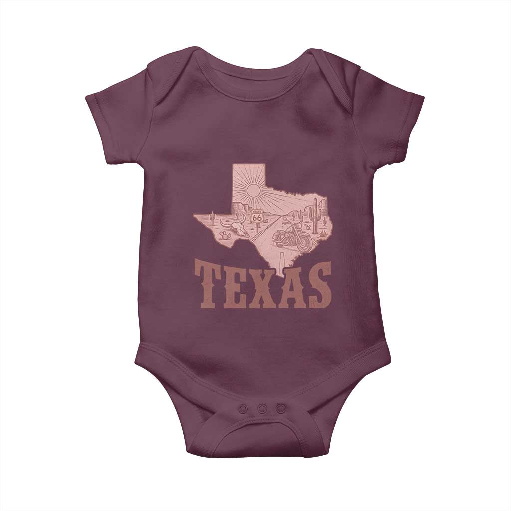 Texas Route Highway 66 Biker Baby Onesie Vintage Biker Road Trip