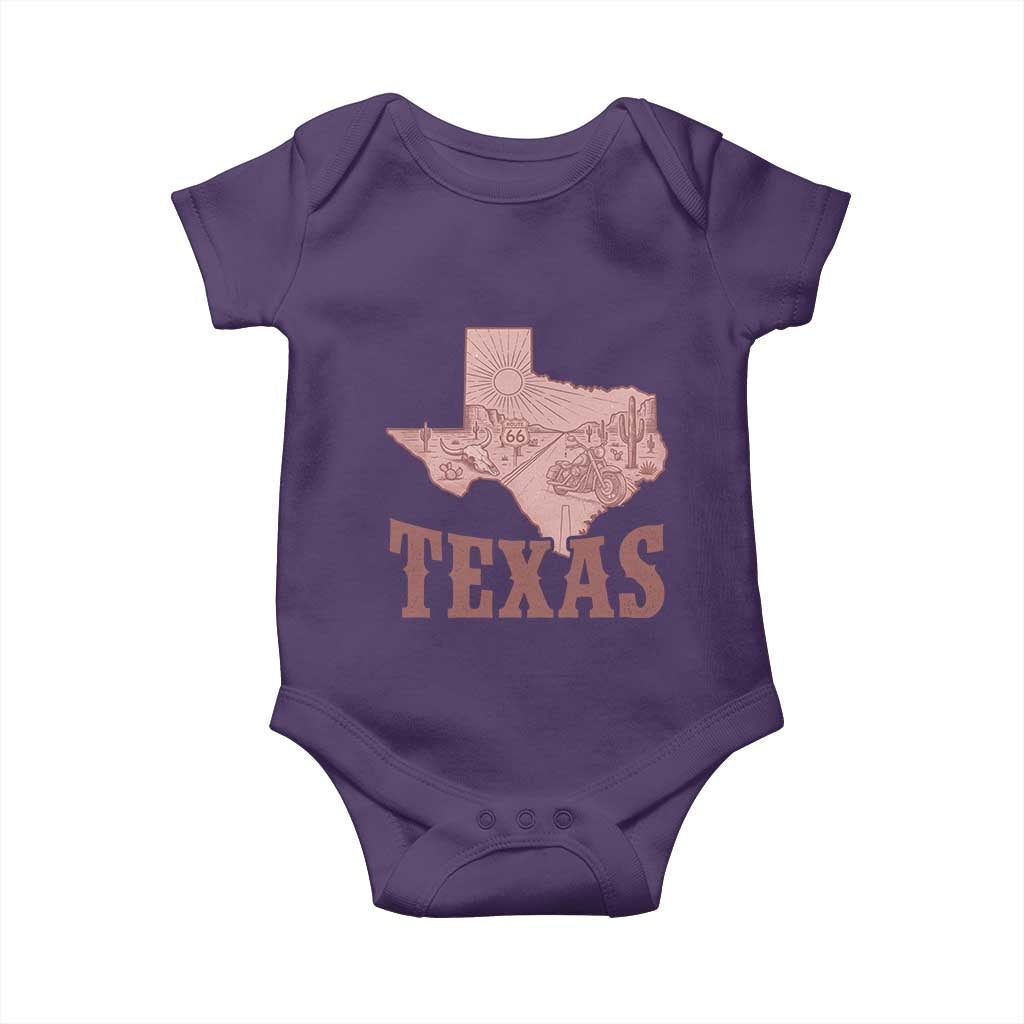 Texas Route Highway 66 Biker Baby Onesie Vintage Biker Road Trip