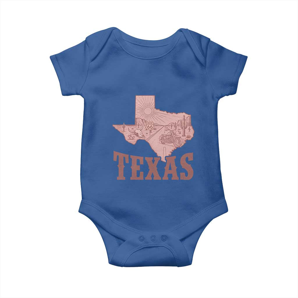 Texas Route Highway 66 Biker Baby Onesie Vintage Biker Road Trip